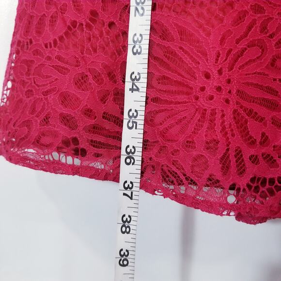 ML Monique Lhuillier Red Lace Fit & Flare Dress - Picture 6 of 15